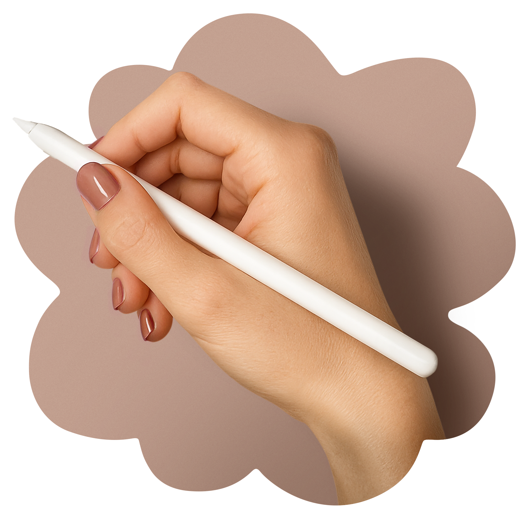hand holding an apple pencil